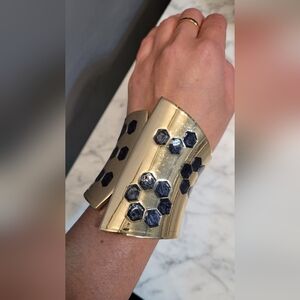 Gold And Blue Cuff Bracelet